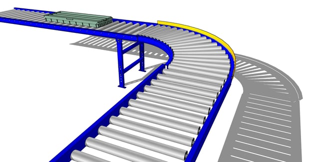 Guide rails on a 90-degree curve