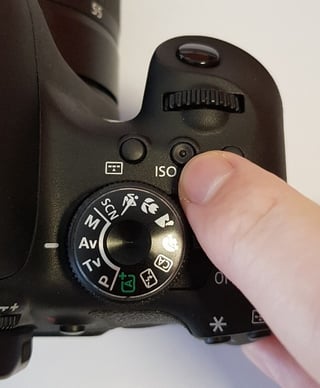 Pressing the ISO Button of a Canon EOS Digital SLR Camera