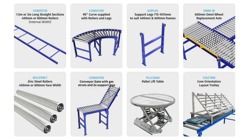 Gravity racking components