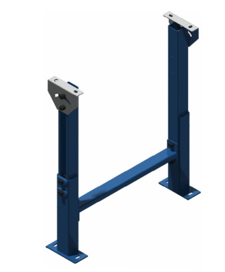 Adjustable height support legs for roller racking
