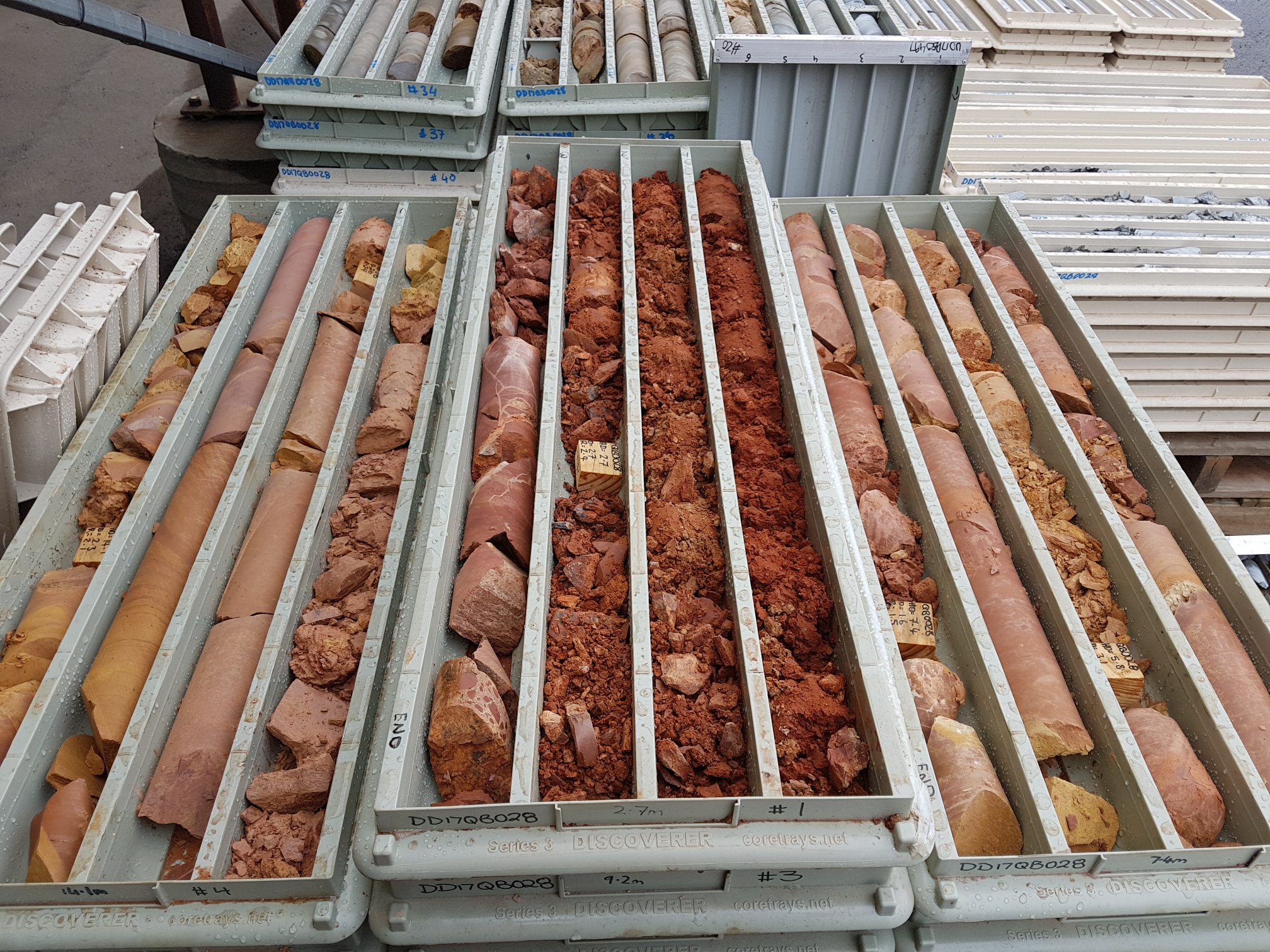 Core Trays filled with drilled core