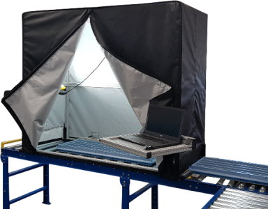 Discoverer® Fixed Core Photography Camera Station fitted onto a roller racking